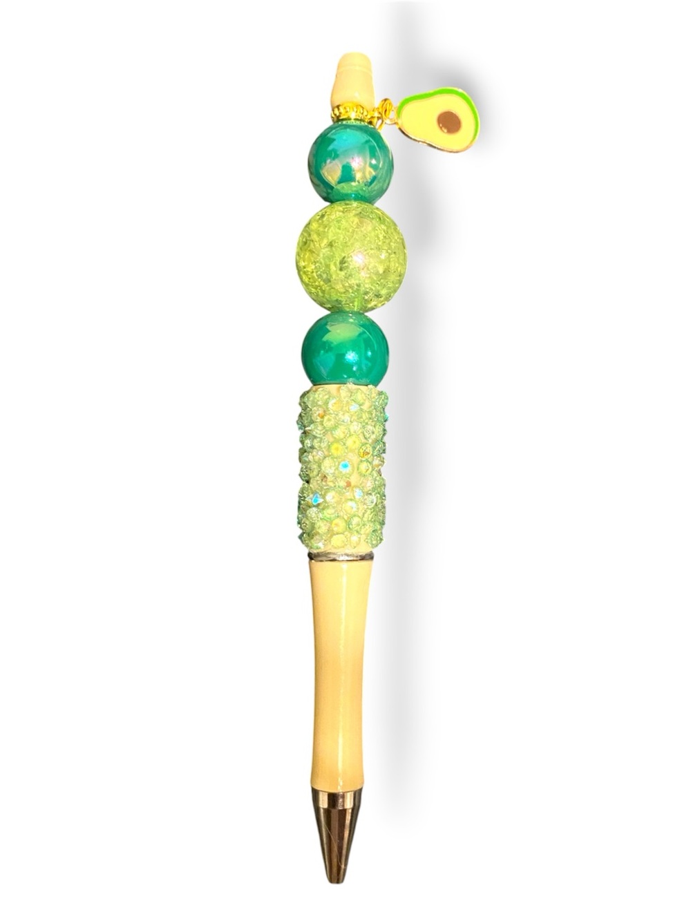 Beaded Avocado Charm Green Decorative Pen